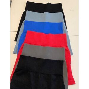 OQQ Women's Medium 6 Pc Yoga Set Ribbed Seamless High Waist Bicycle Shorts EUC